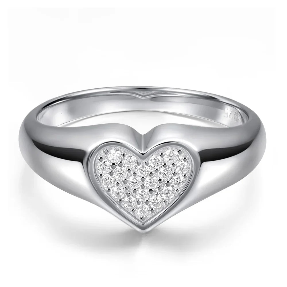 D VVS1 Heart Moissanite Engagement Ring 925 Sterling Silver Plated 18k White Gold Diamond Rings for Women Brithday Gift