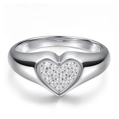 D VVS1 Heart Moissanite Engagement Ring 925 Sterling Silver Plated 18k White Gold Diamond Rings for Women Brithday Gift