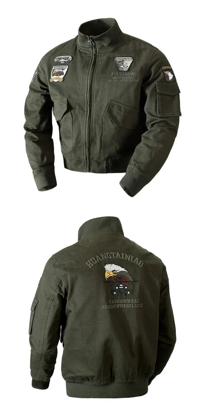 Men's Tactical Motorcycle Riding Jacket Military SWAT Combat Army Pilot Windbreaker Autumn Multi-Pocket Cargo Coat Outdoor Biker