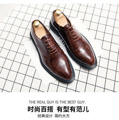 Men's Pointed Oxford Dress Shoes Leather Casual Office Wedding Shoes Gentleman Luxury High Quality 2026 Fashion