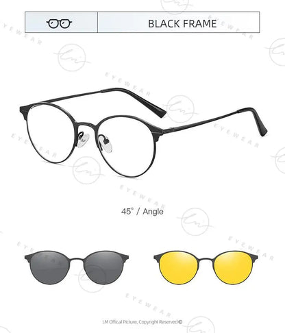 Magnetic Sunglasses Men Women Polarized Clip On Sun Glasses Frame Vintage Multifunctional lens Day Night Vision Eyewear UV400