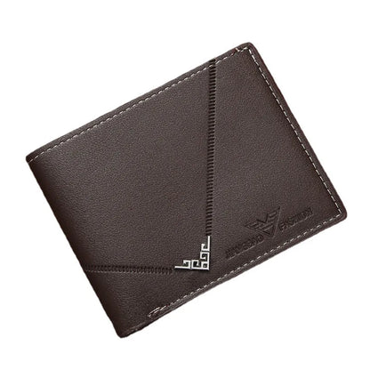 Lychee Texture Leather Card Clip Short Men'S Coin Purse Wallet Business-Style Cash Money Purse Multi Patchwork Card Slot Holder