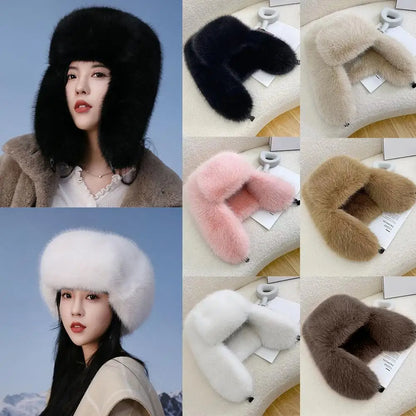 Faux Fur Bomber Hat Or Women And Men Windproof Warm Earmuffs Windproof Earflap Cap Thickened Russian Caps Ear Protection Hats