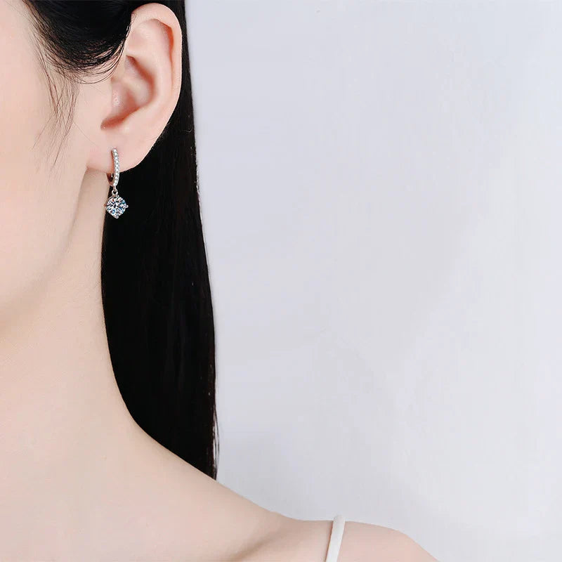 0.5ct 1ct S925 Sterling Silver Moissanite Drop Earrings Trendy Luxury Designer Earing for Women Gift With Certificate