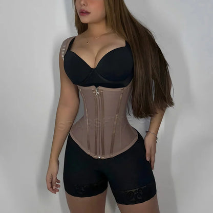 Fajas Colombianas Waist Trainer Corset Double Compression Body Shaper Tummy Control Slimming Flat Belly Belt with Steel Bones