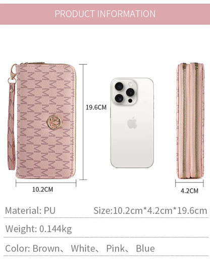 Double Zipper Wallets Women Men Long Coin Purses Cards Holder Handbags Billfold Wristlet Wallet Clutch Money Bags M Letter Purse