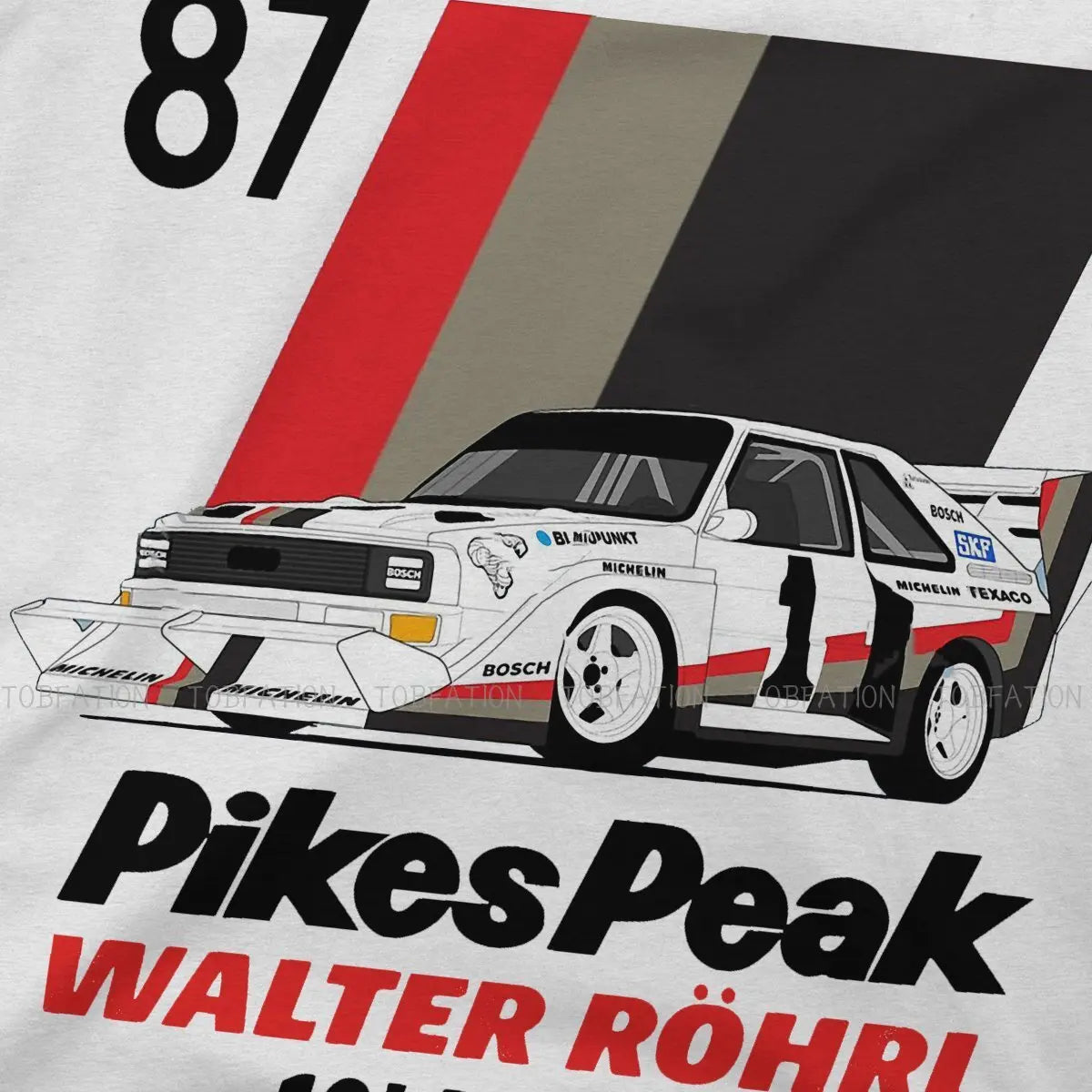 Gran Turismo Racing Game TShirt for Men Walter Rohrl Pikes Peak 87 Humor Summer Tee T Shirt High Quality New Design Loose