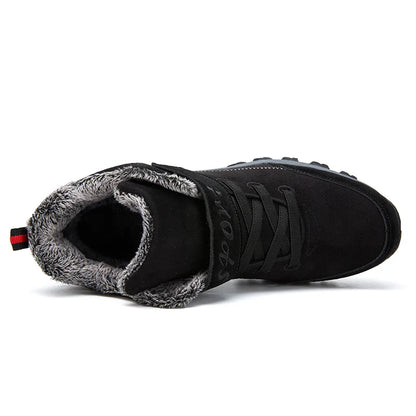 Waterproof Winter Men Boots Cow Suede Warm Snow Women Boots Men Work Casual Shoes High Top High-top Non-slip Ankle Boots