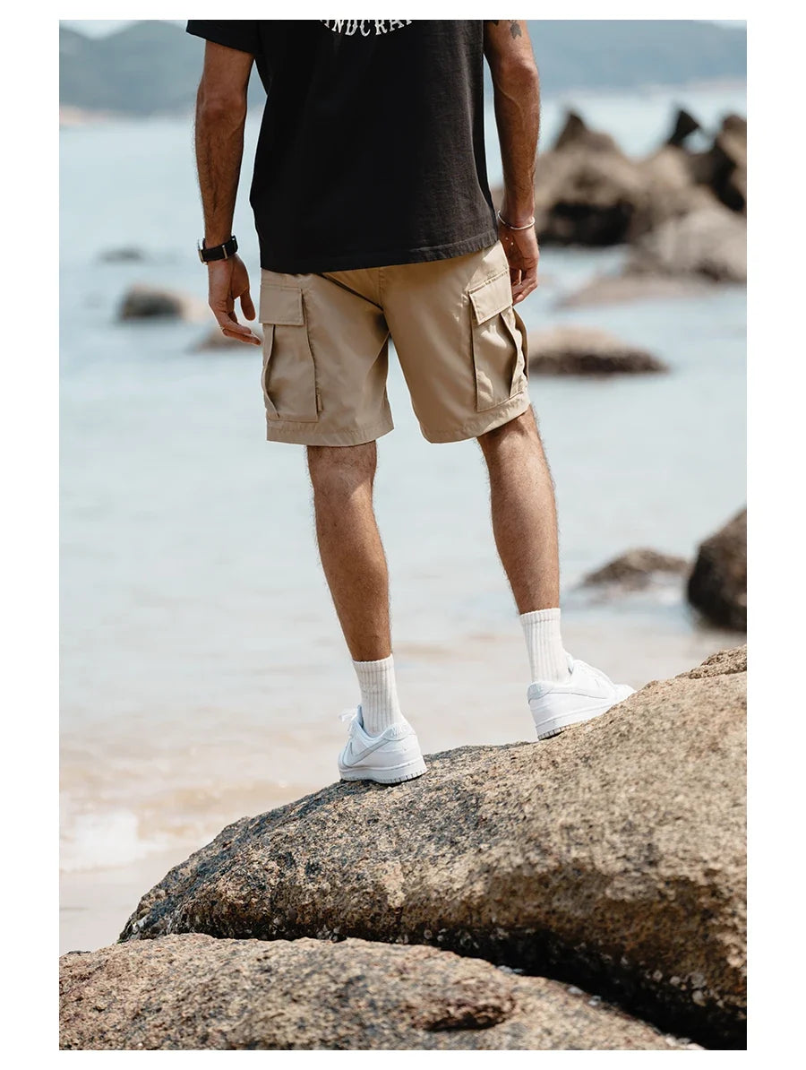 2024 Summer New  Oversize Lightweight 190g  Quick Dry Fabric Cargo Drawstring Shorts Men Cool Fishing Hiking Shorts