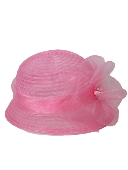 Floral Derby Fascinator Hat & Fedora for Women - Wedding Bridal Church Tea Party Formal Dress Accessories, Floppy Sun Caps