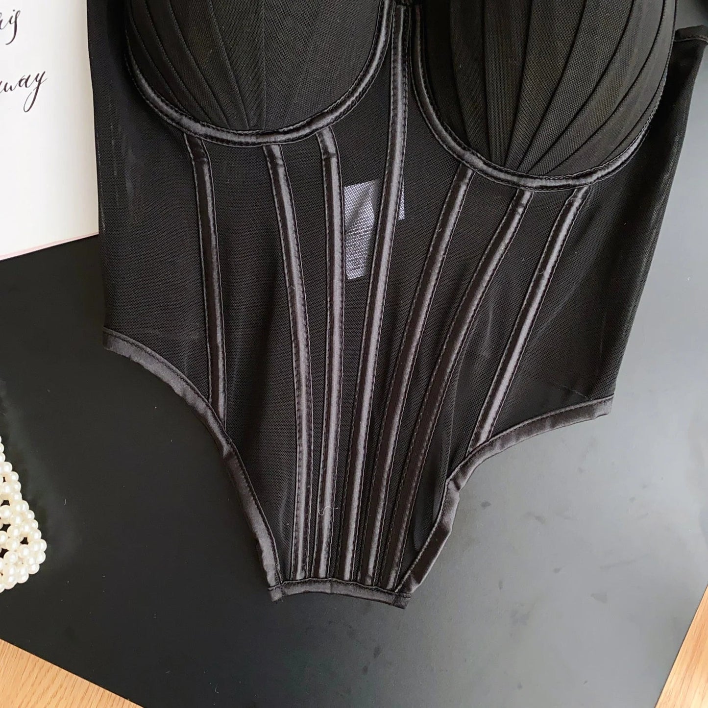 Fashion Solid Corset Lingerie Top Ladies Strap Sheer Mesh Slim Camisole American Retro Backless Beach Sexy Tank Top
