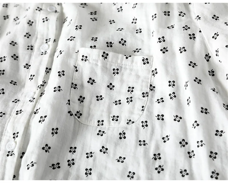 Sweet Snow Dots Print Shirt, Double Layers, Cotton Yarn, Peter Pan Collar, Long Sleeve, Casual Blouse Shirt