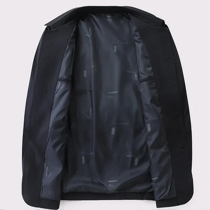 Men's Turn-down Collar Button Jacket Business Casual Outerwear for Male