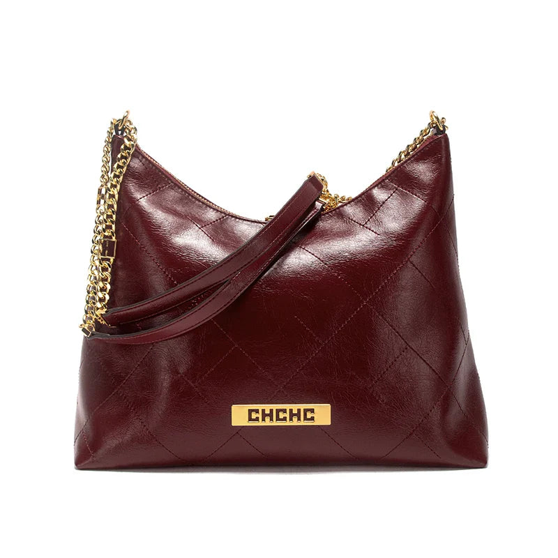 Women's Handbag New Silver Tote Bag Classic Car Seam Handheld Chain Bag