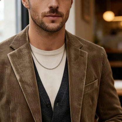 Men's Corduroy Blazer Jacket Casual Double-Sided Snow Cotton Slim Fit Notched Lapel Sport Coat for Business Daily Wear