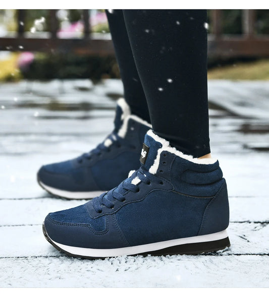 Winter Snow Boots Men Plush Warm Women Boots Suede Leather Ankle Boot Comfortable Light Couple Waterproof Sneakers Big Size 48