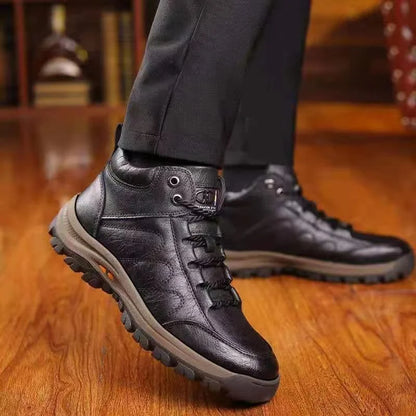 Men’s Winter Sneakers High Top Leather Lined Hiking Casual Sports Shoes