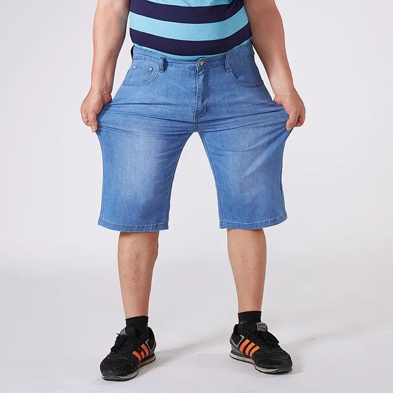Men Extra Large Size Shorts Knee-length Summer Breeches Denim 2024 Male Bermuda Classic Stretch Plus Size Big 8XL Men Short Jean