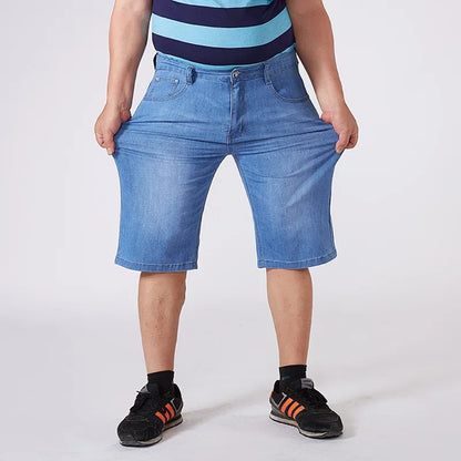 Men Extra Large Size Shorts Knee-length Summer Breeches Denim 2024 Male Bermuda Classic Stretch Plus Size Big 8XL Men Short Jean