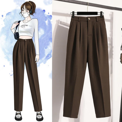 Plus Size Pants Woman 2026 Spring Autumn New Arrival High Waist Suit Pants High Quality Korean Style Straight Trousers