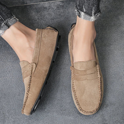 Fashion Suede Men Casual Shoes Breathable Leather Mens Loafers Slip on Male Driving Shoes Luxury Brand Comfortable Boat Shoes