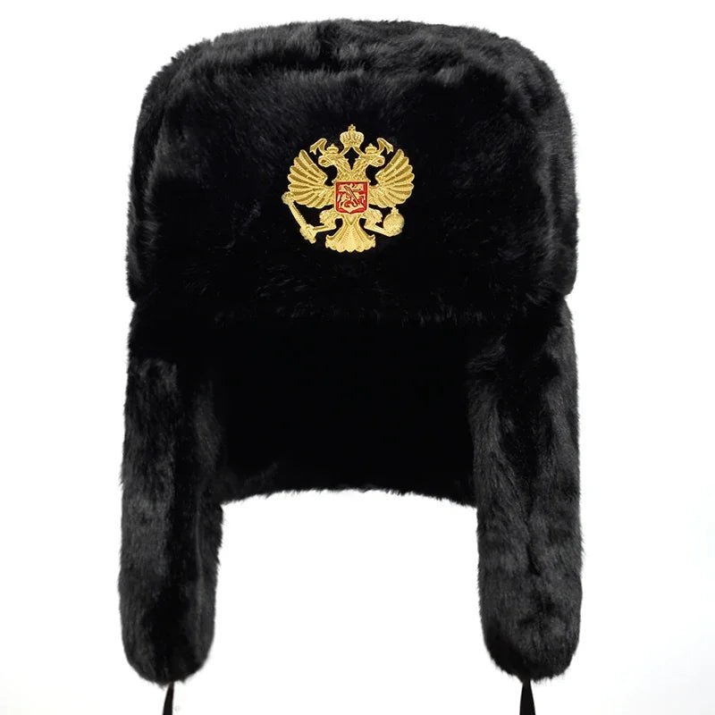 Russian bomber cap outdoor warm earmuffs men and women universal winter ski caps military badge thickened hats