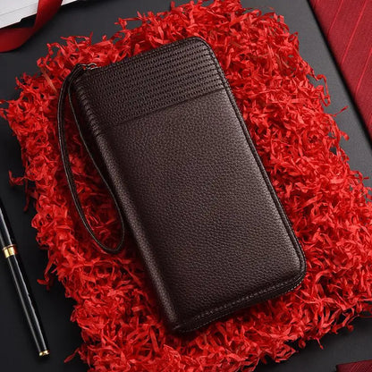 New Color Men`s Long Wallet For Men Rfid Blocking Clutch Organizer Zipper Leather Business Id Credit Card Holder Purse 2024 New