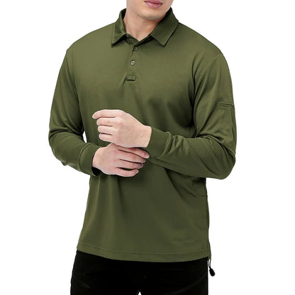 Men's Performance Long Sleeve Shirt Lightweight  Breathable Outdoor Hiking Fishing Polo Shirts UPF50+ Pique Jersey Golf Shirt