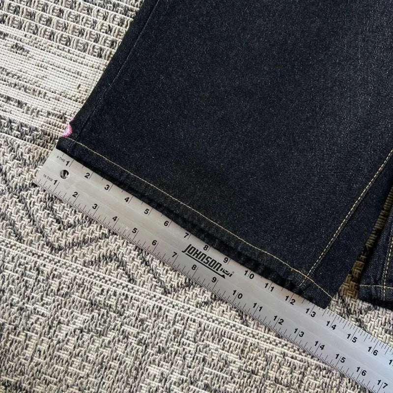 2026 American New Geometric Cherry Blossom Embroidery Wash Jeans Shorts Women Y2K Gothic Hip Hop Popular Casual Joker Shorts
