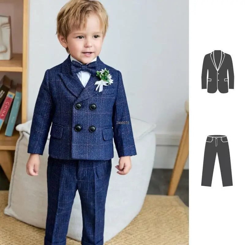 Children Formal Wedding Dress Child Performance Party Dance Costume Baby Boys 1 Year Birthday Suit Newborn Kids Photograph Suit