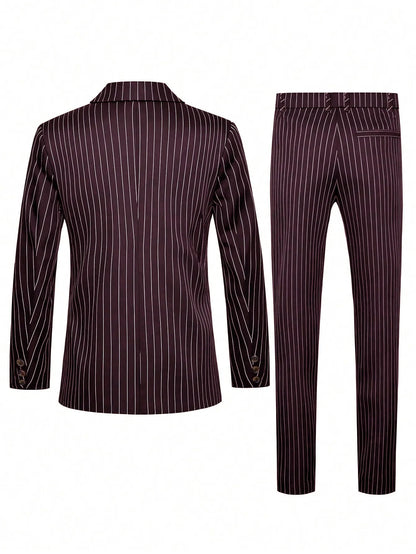 Men's Suit Sets Men's Striped Suits Dress Pants for Business Dinners and Weddings