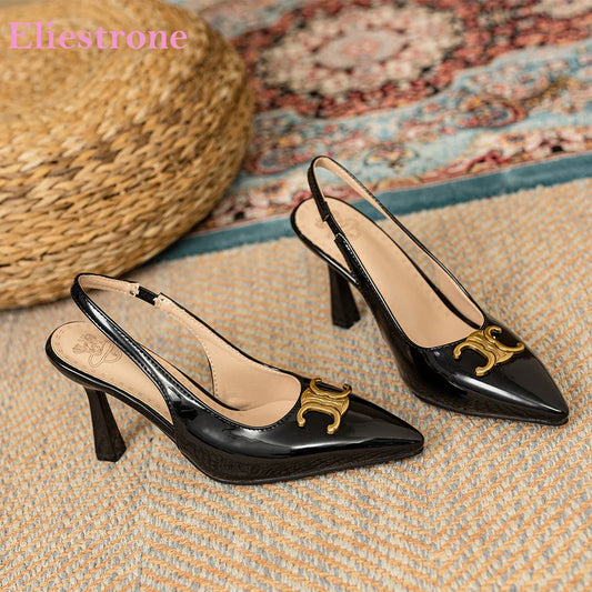 2025 Summer Classic Black Women Sandals Fashion 9cm High Stiletto Heels Lady Party Shoes Plus Small Big Size 33 43 47