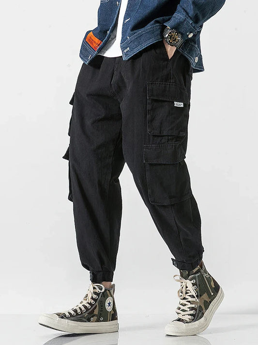 Korean Streetwear Cargo Jogger Pants Men Joggeing Loose Casual Sport Ankle-Lenght Trousers Fashion Sweatpants Male