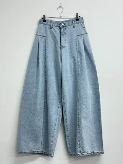 High Waist Wide Leg Denim Jeans Women Summer New Hong Kong Style Loose Lazy Big Bell Long Pants Commute Style Other Other