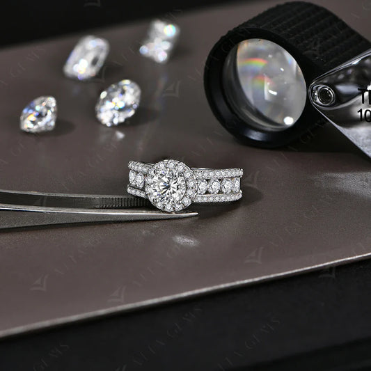 Round Cut 1.0CT Moissanite Ring 6.5mm VVS1 Diamond for Women S925 Silver Engagement Bride Jewelry Gift With Certificate