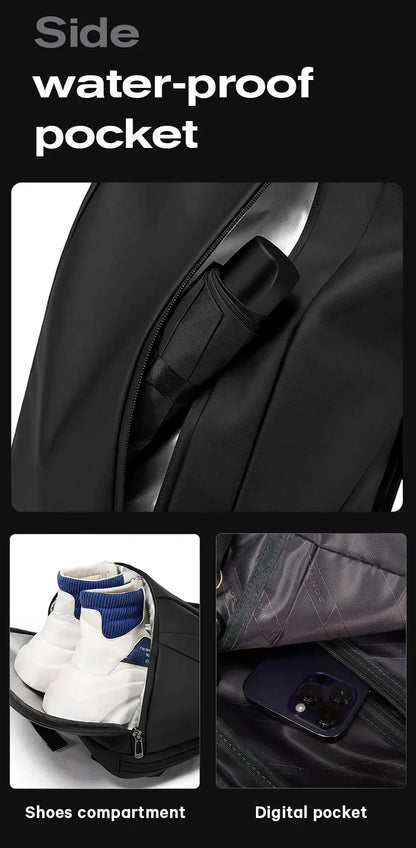 Men Fashion Backpack 15.6 inch Multifunctional Waterproof Backpack Daily Travel Bag Casual School Rucksack with Buckle