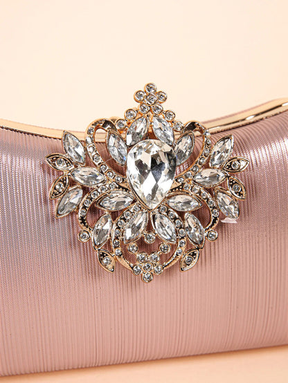 Luxury Rhinestone Evening Bag For Carnaval, Shiny Wedding Dress Purses,  Glamorous,Elegant,Exquisite Small Rhinestone Decor Boxy