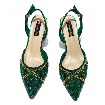 Ladies High Quality Women's Pumps purple Gold Shoes and Bag Set DURABLE OUTSOLE Italian Fashion Design For Nigeria Wedding