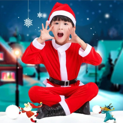 New Year Children Christmas Clothes Santa Claus Red Outfits Cosplay Costume Set Warm Classic Xmas Suit Wear Boys Girls Toddler
