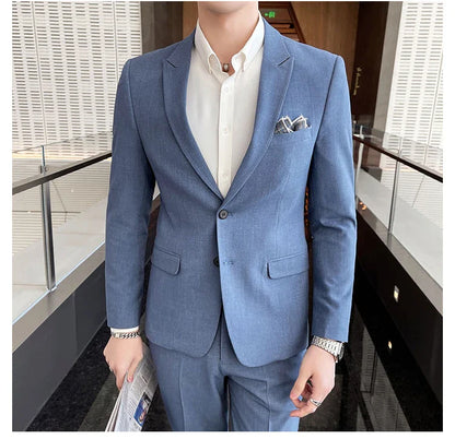 2025 Men's Business Suit Slim-fit Wedding Dress Two-piece Set M-4XL Stylish Handsome All-in-one Banquet Trousers