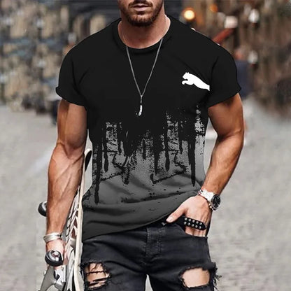 2024 Men's T-shirt gradient design printed casual short sleeved T-shirt outdoor street fashion men shirt plus size clothing ﻿