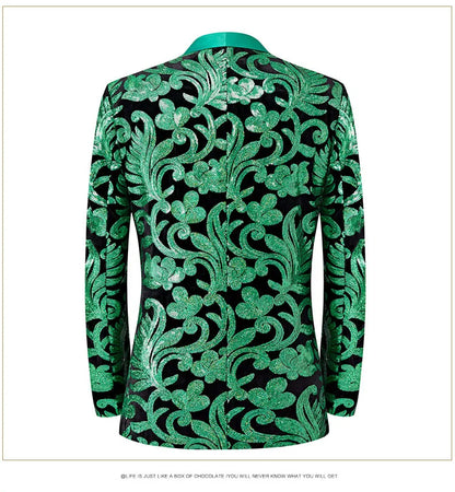 2024 New Flat Velvet Large Flower Sequin Jacquard Mens Blazer, Purple  Stage Performance Suit Dress, Host Fashion Show Jacket