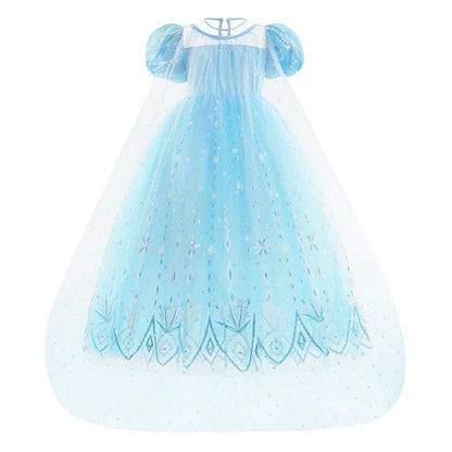 2026 Summer Frozen Costume Princess Dress for Girls White Sequined Carnival Dress Kids Cosplay Snow Queen Elsa Dress For Girls