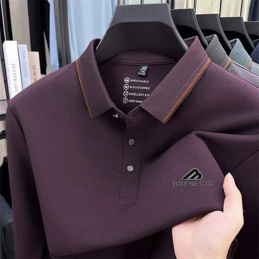 Men's long sleeved T-shirt shirt collar polo shirt 2025 spring autumn new casual wear horse logo