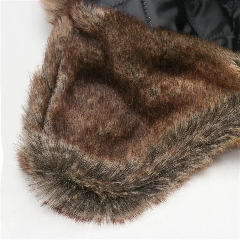 Winter Men Bomber Hat With Goggles Outdoor Motorcycle Windproof Warm Faux Fur Pilot Earflap Hat Leather Thermal Ushanka