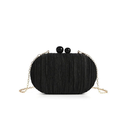 Elegant Satin Pleated Handbag 2025 New Niche Design Bridal Princess Ladies' Evening Bag Ceremony Cloth Round Purses and Clutches
