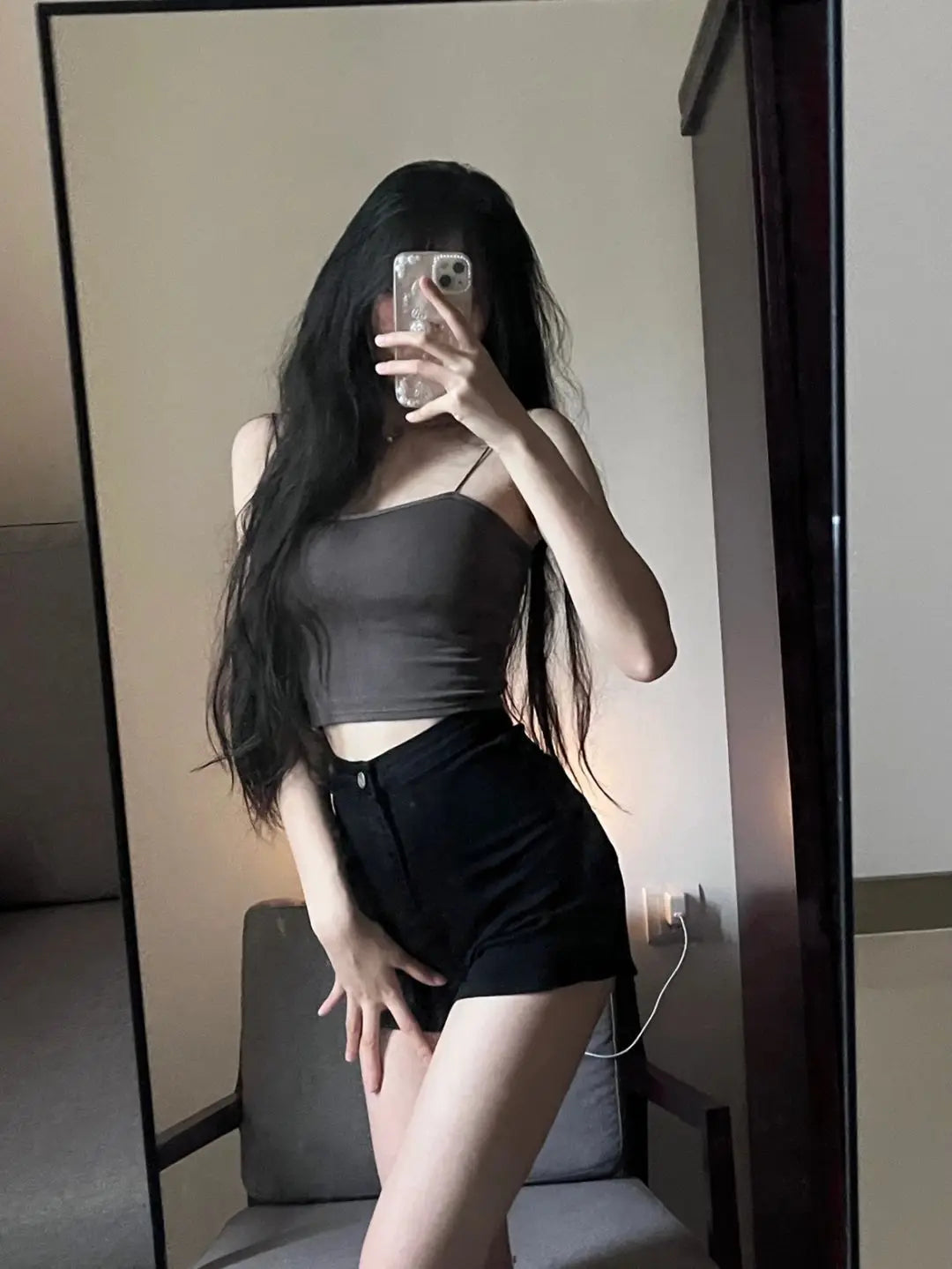 Black High-Waist Skinny Jeans Shorts for Women Trendy Slimming Booty Hot Pants Retro Style Spring Summer  Ladies' Sho