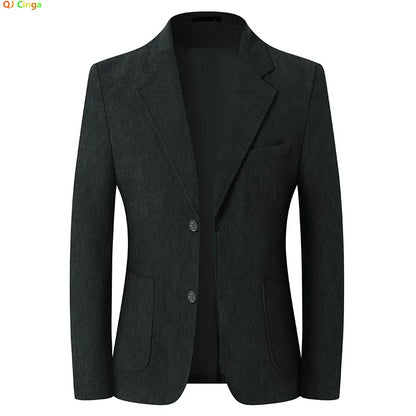 2026 Spring/Fall Men's Blue Suit Jacket, Black Long-Sleeve V-Neck Single-Breasted Formal Coats, Asian Fit Slim Cut.
