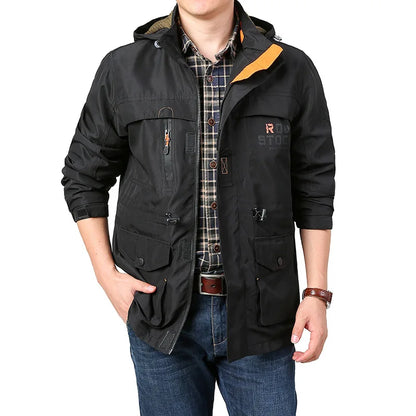 2024 Business Casual Jackets Man Sports Coat Spring Windproof Hooded Jackets Quick Drying Lightweight Outdoor Climbing Outwear