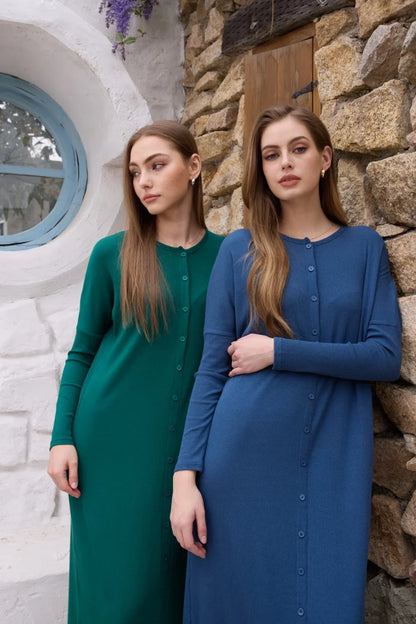 AS SS26 summer loose style button dress comfortable ribbing fabric dress o-neck lady clothes